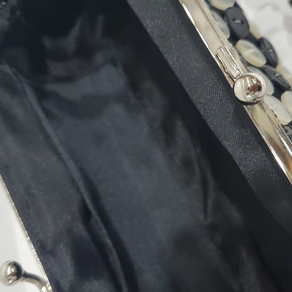 BLACK and White Button Evening Bag - Picture 5 of 7